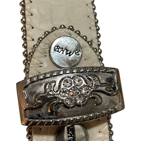 BHW Vintage Women’s White Leather Blue/Silver Rhinestone Studded Western/Cowgirl - Picture 10 of 12